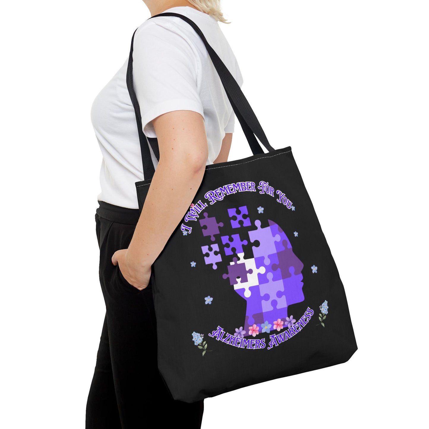 Alzheimers Awareness Puzzle Head Tote Bag