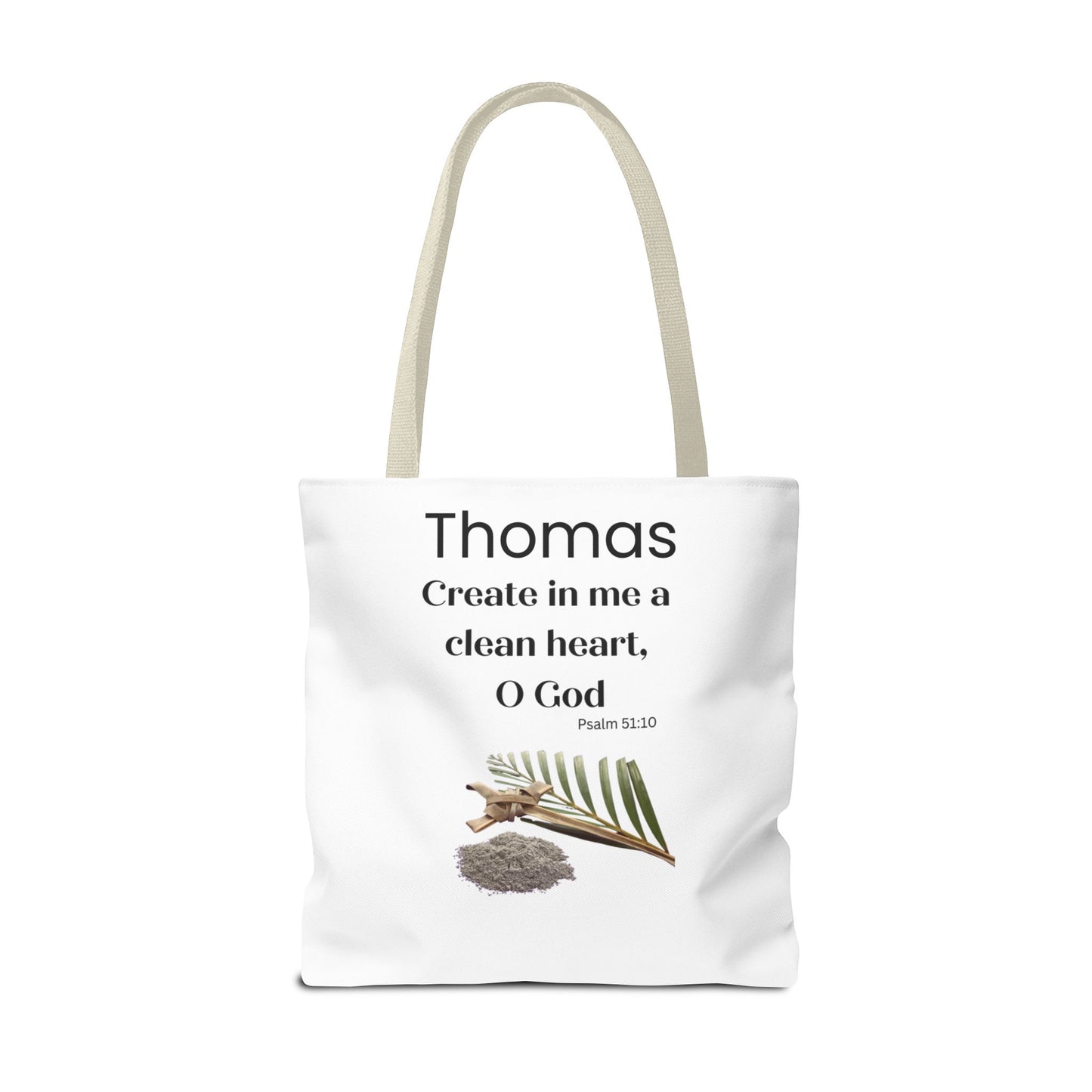 Personalized Faith Tote Bag — "Create in me a clean heart, O God" (Psalm 51:10)