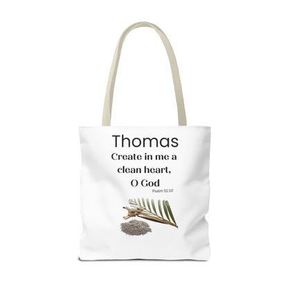 Personalized Faith Tote Bag — "Create in me a clean heart, O God" (Psalm 51:10)