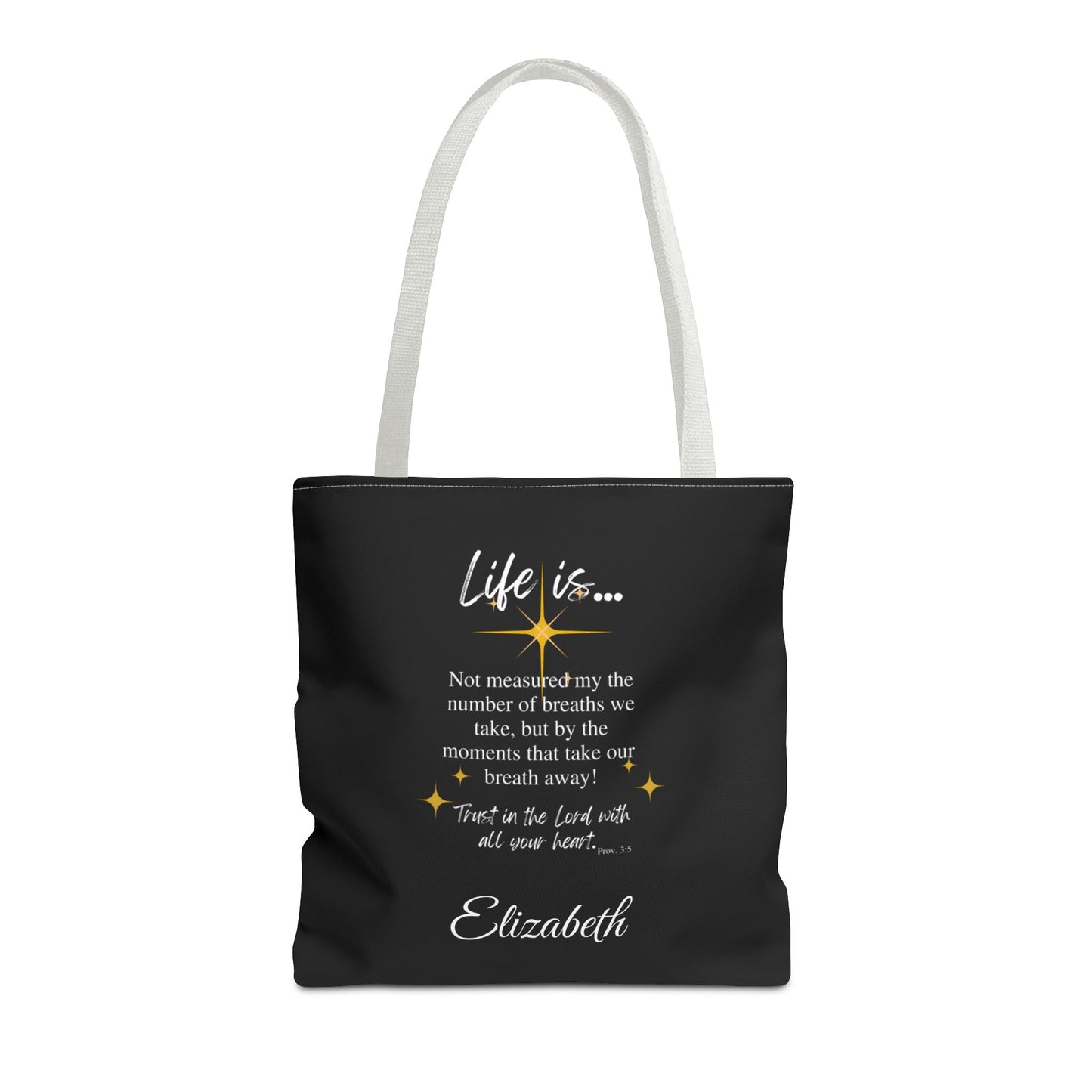 Inspirational 'Life Is...' Quote Tote Bag — Motivational Scripture Design