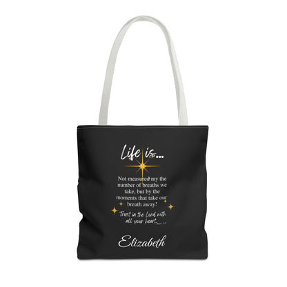 Inspirational 'Life Is...' Quote Tote Bag — Motivational Scripture Design