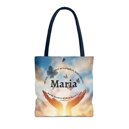Inspirational Butterfly Tote Bag — Uplifting Hands & Quote All-Over Print