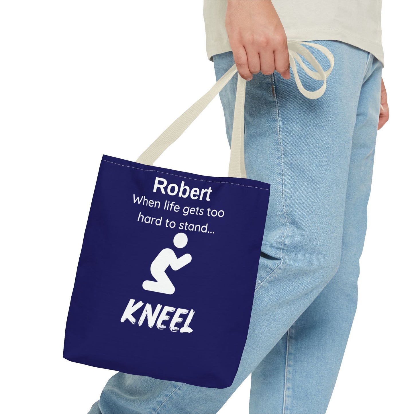 Personalized "When Life Gets Too Hard to Stand... Kneel" Tote Bag