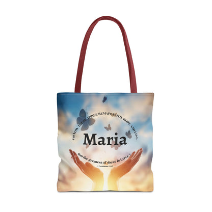 Inspirational Butterfly Tote Bag — Uplifting Hands & Quote All-Over Print