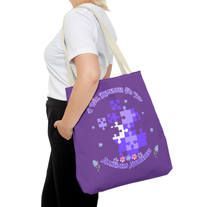Autism Awareness Purple Puzzle Tote Bag – 'I Walk Because You Ride' Design