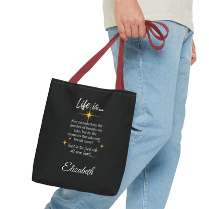 Inspirational 'Life Is...' Quote Tote Bag — Motivational Scripture Design
