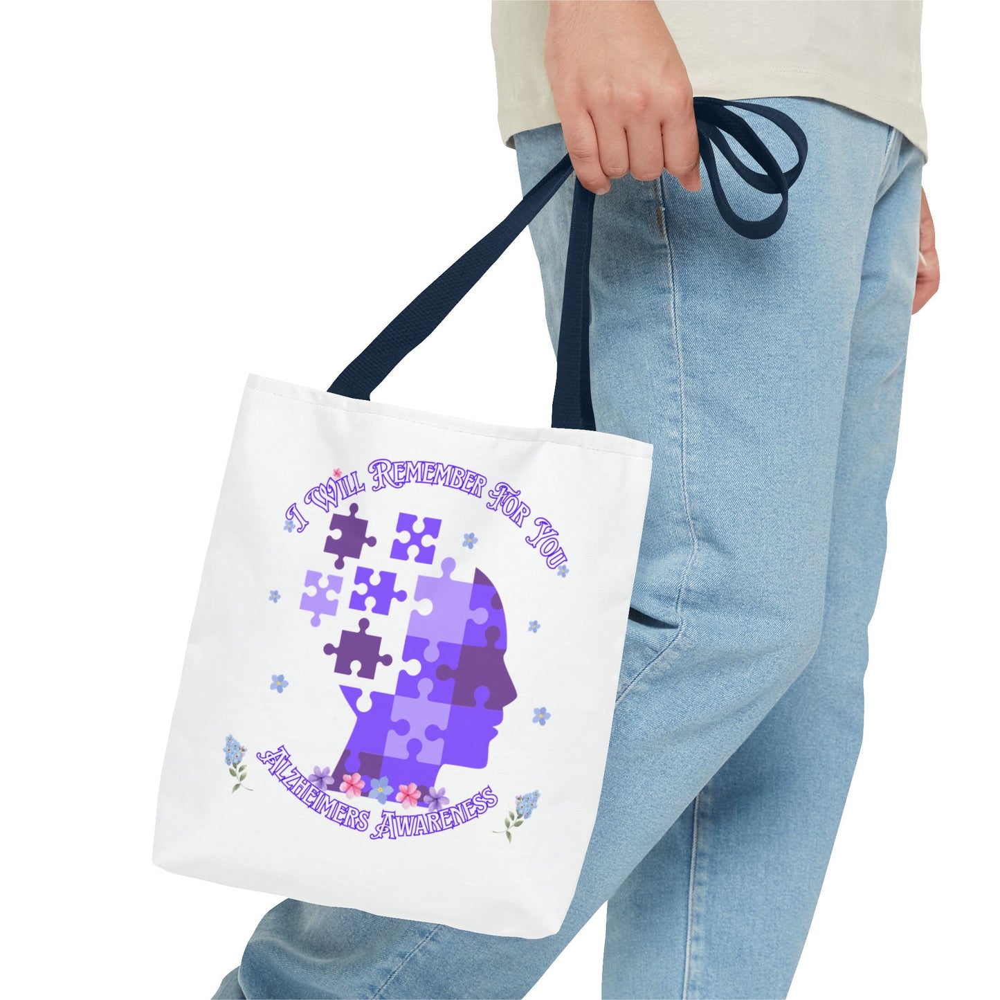Alzheimers Awareness Puzzle Head Tote Bag — Inspirational Carryall