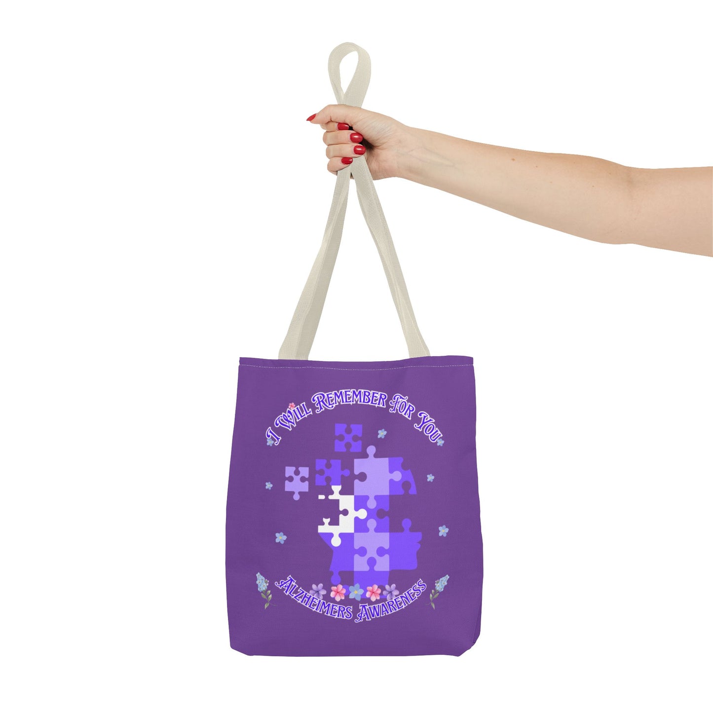 Autism Awareness Purple Puzzle Tote Bag – 'I Walk Because You Ride' Design