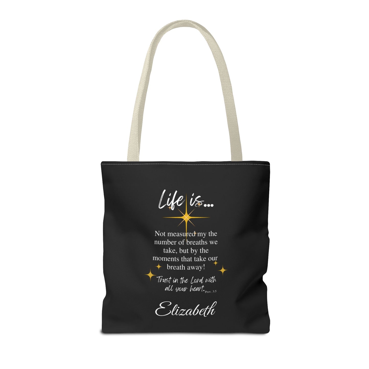 Inspirational 'Life Is...' Quote Tote Bag — Motivational Scripture Design