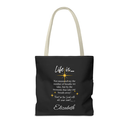 Inspirational 'Life Is...' Quote Tote Bag — Motivational Scripture Design