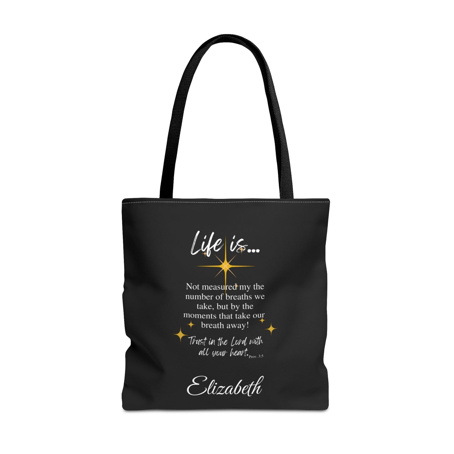 Inspirational 'Life Is...' Quote Tote Bag — Motivational Scripture Design