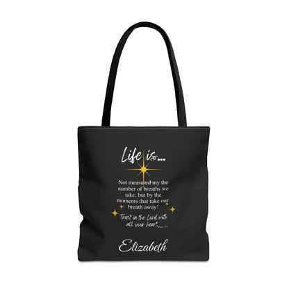 Inspirational 'Life Is...' Quote Tote Bag — Motivational Scripture Design
