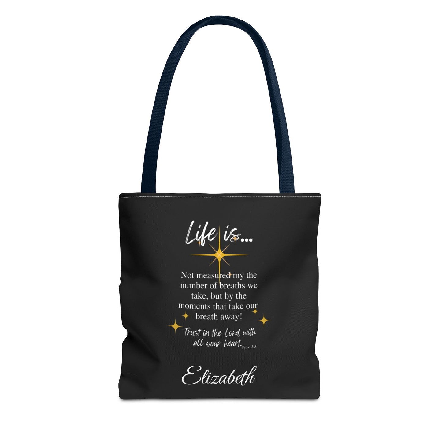 Inspirational 'Life Is...' Quote Tote Bag — Motivational Scripture Design