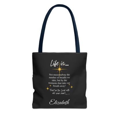 Inspirational 'Life Is...' Quote Tote Bag — Motivational Scripture Design