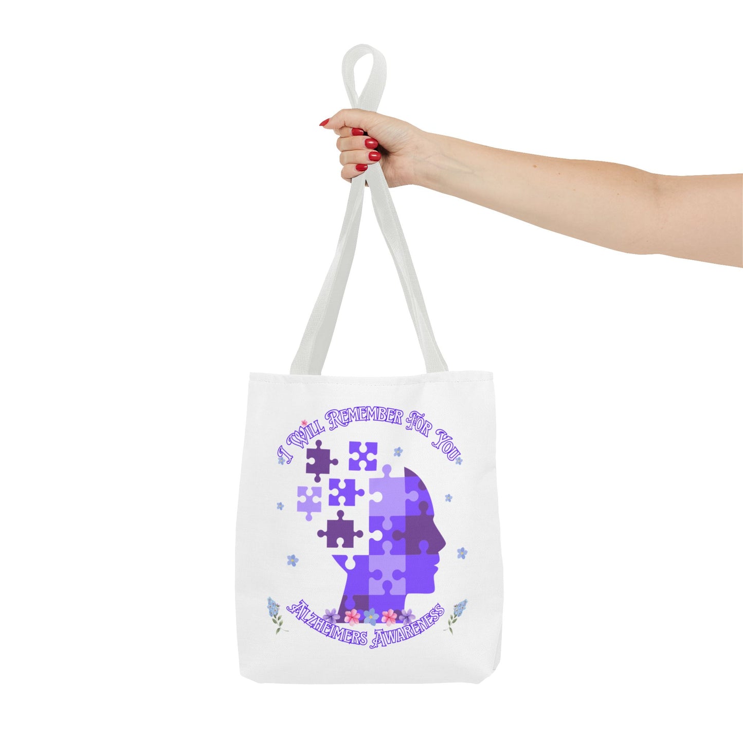 Alzheimers Awareness Puzzle Head Tote Bag — Inspirational Carryall