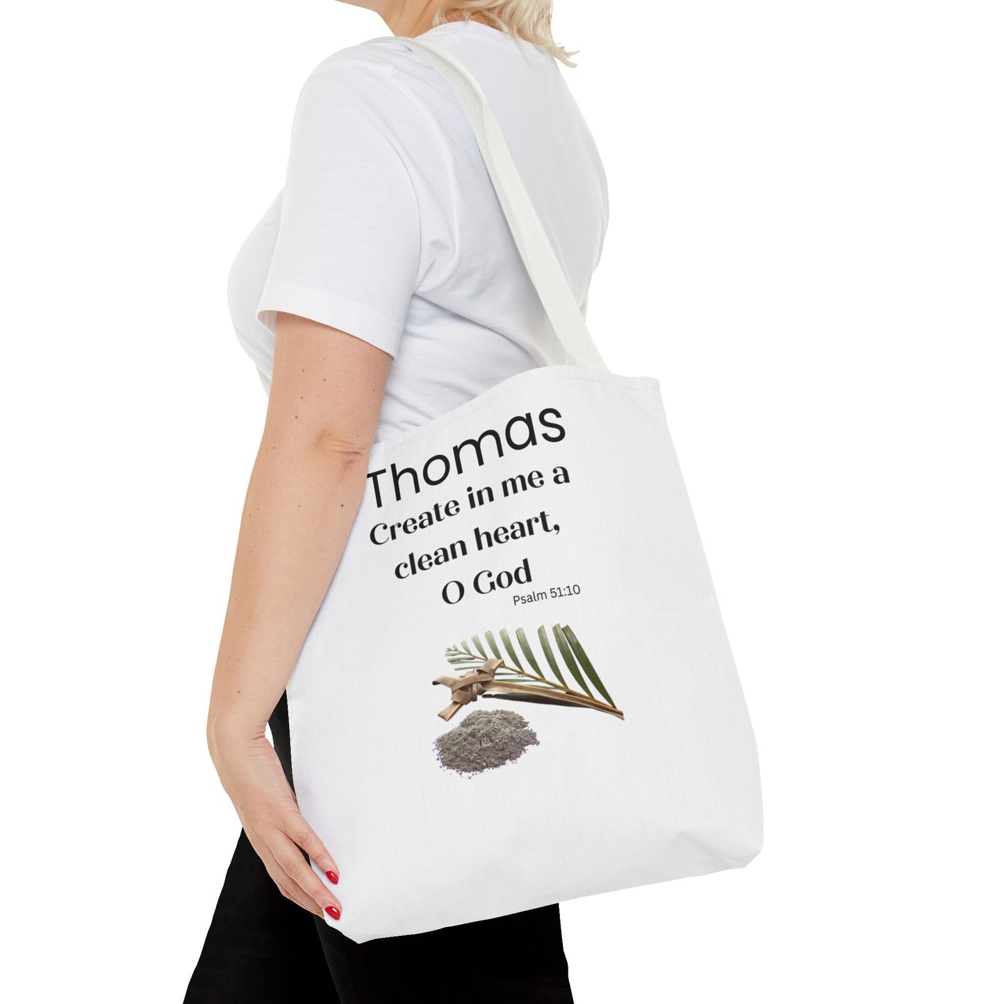 Personalized Faith Tote Bag — "Create in me a clean heart, O God" (Psalm 51:10)