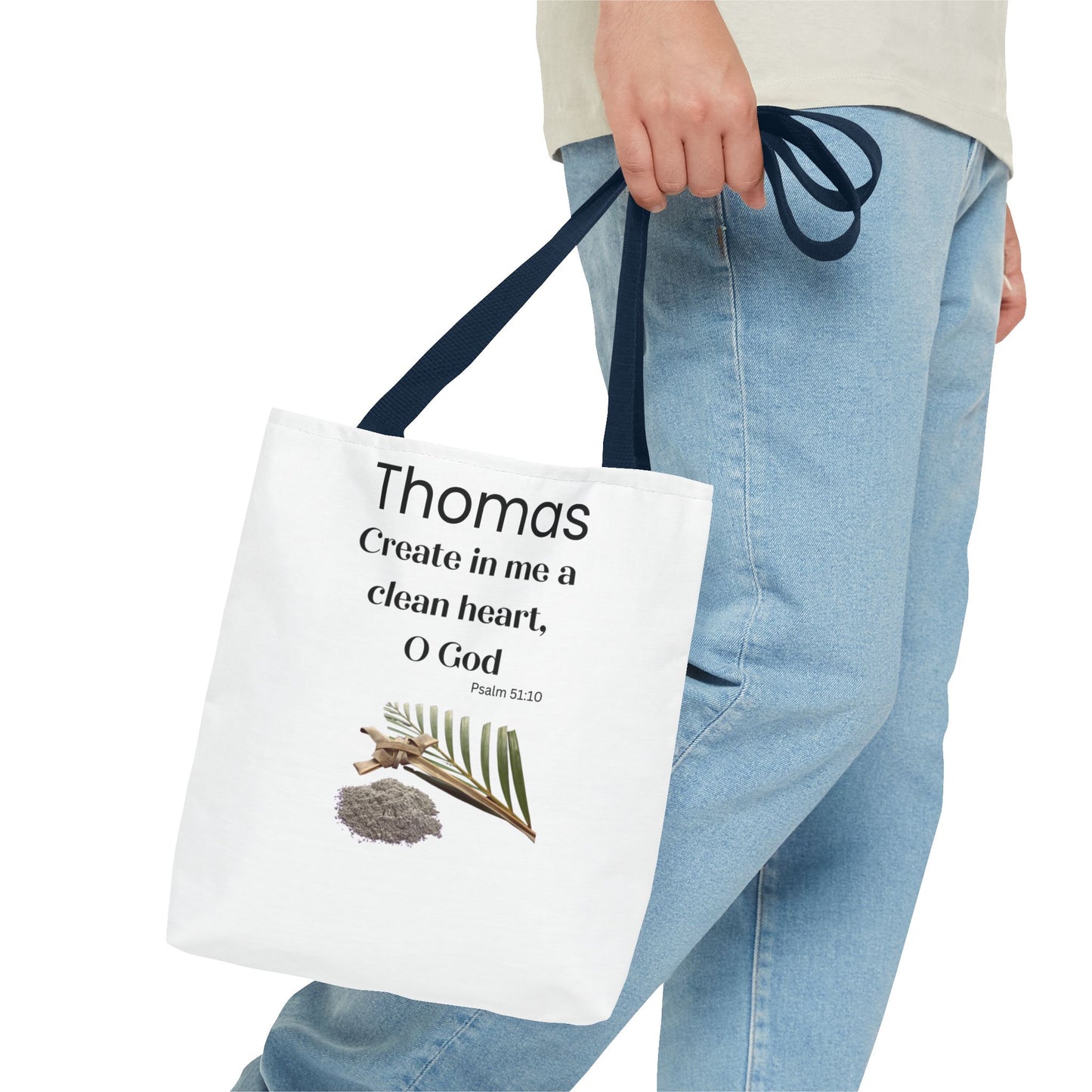 Personalized Faith Tote Bag — "Create in me a clean heart, O God" (Psalm 51:10)
