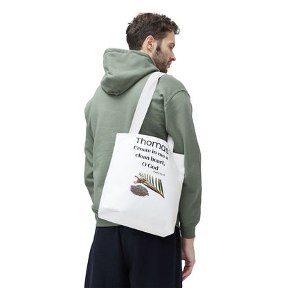 Personalized Faith Tote Bag — "Create in me a clean heart, O God" (Psalm 51:10)