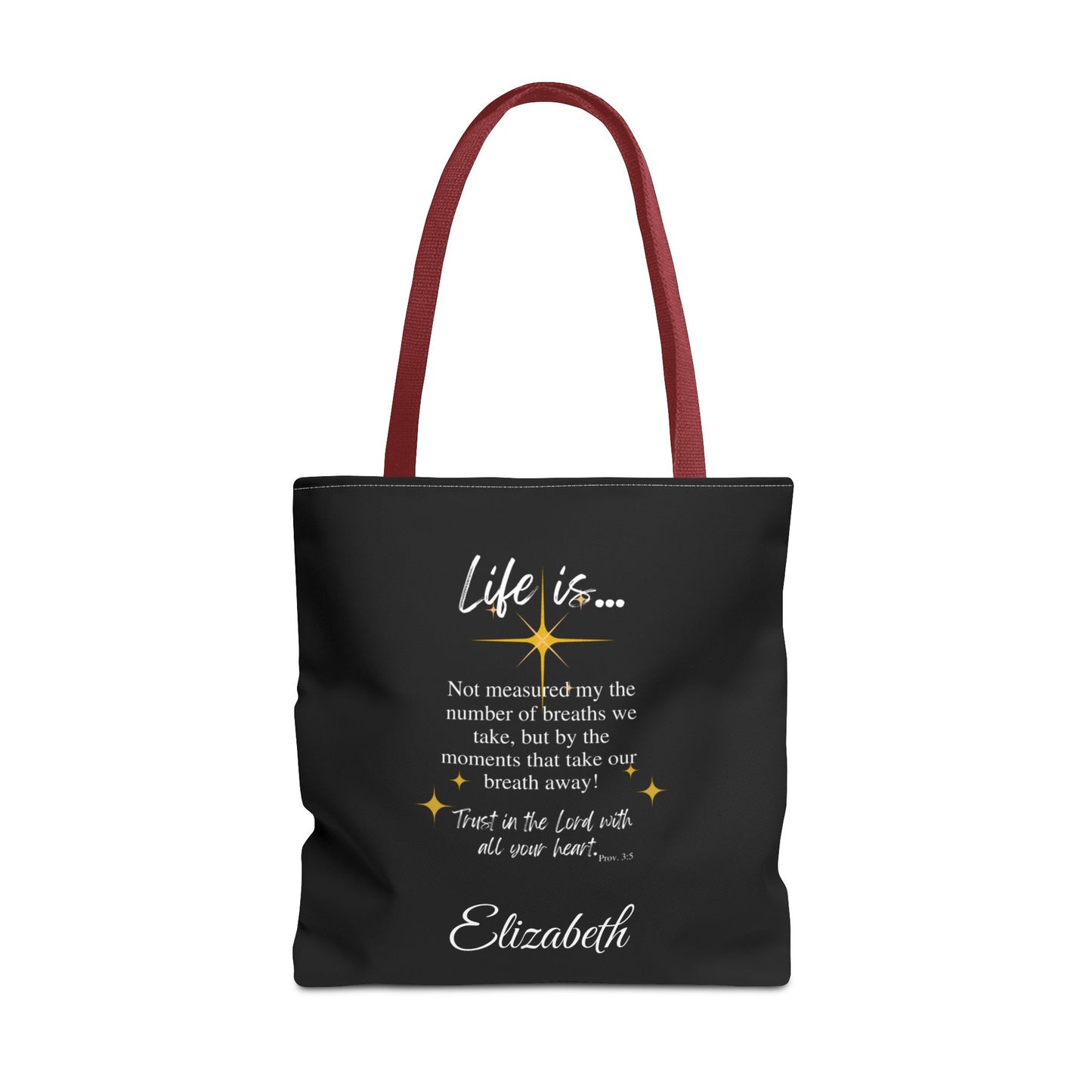 Inspirational 'Life Is...' Quote Tote Bag — Motivational Scripture Design