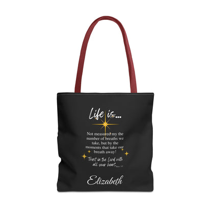 Inspirational 'Life Is...' Quote Tote Bag — Motivational Scripture Design
