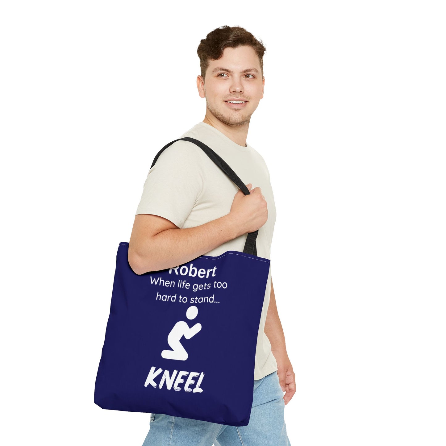 Personalized "When Life Gets Too Hard to Stand... Kneel" Tote Bag