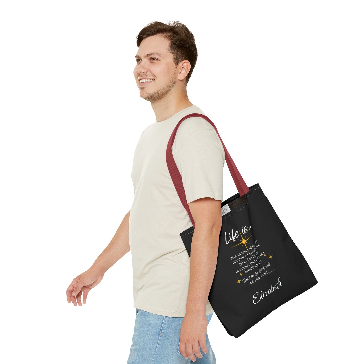 Inspirational 'Life Is...' Quote Tote Bag — Motivational Scripture Design