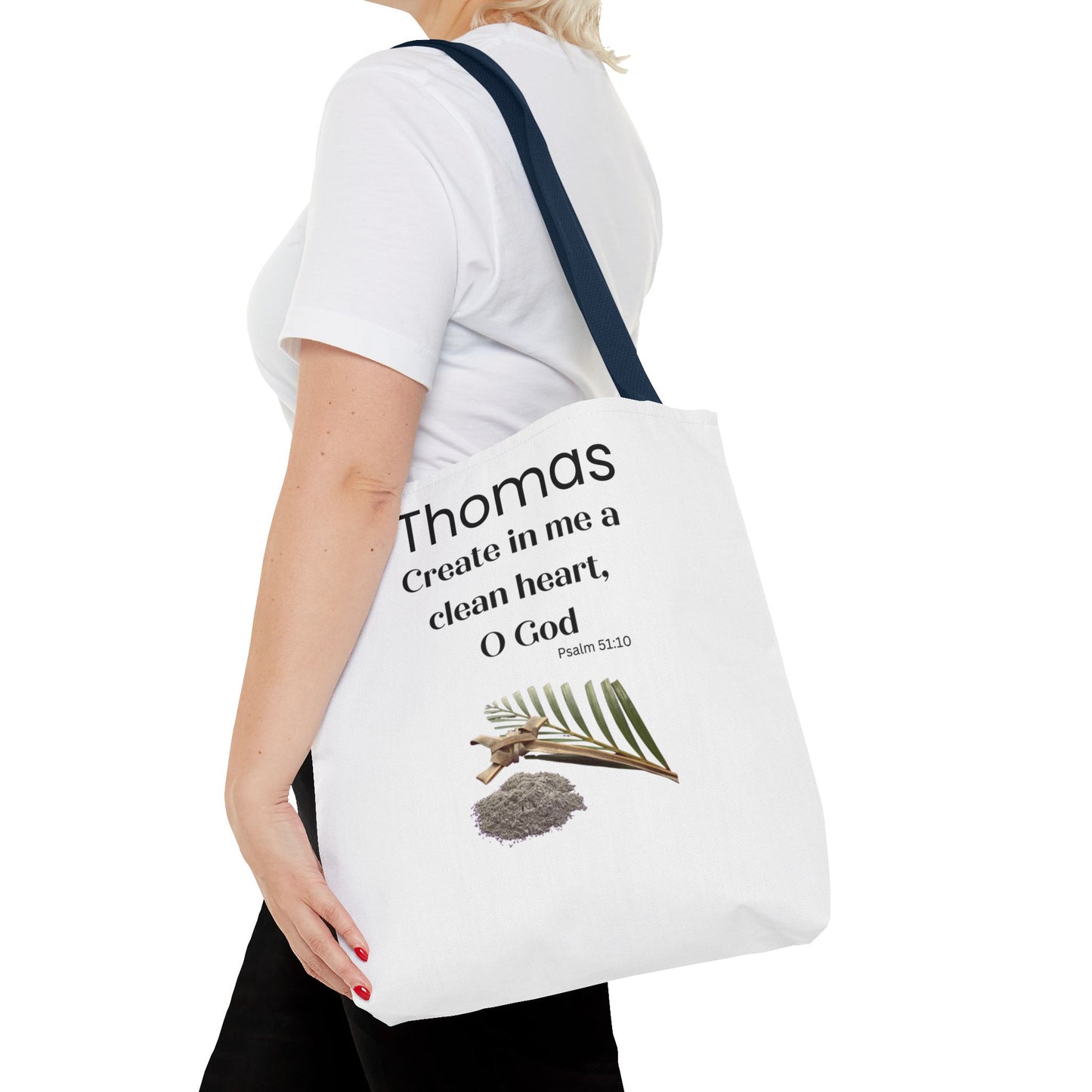 Personalized Faith Tote Bag — "Create in me a clean heart, O God" (Psalm 51:10)