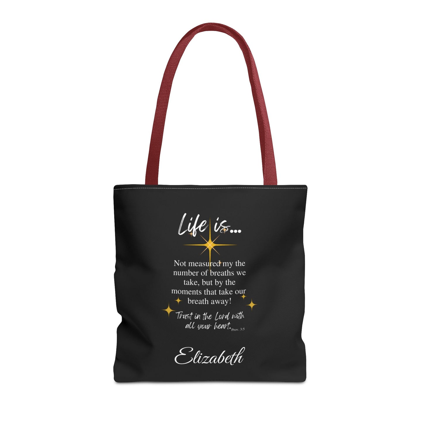 Inspirational 'Life Is...' Quote Tote Bag — Motivational Scripture Design