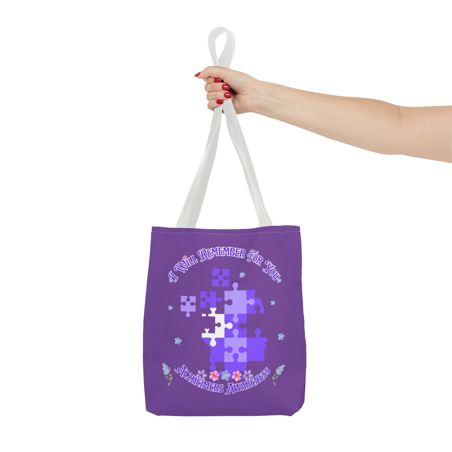 Autism Awareness Purple Puzzle Tote Bag – 'I Walk Because You Ride' Design