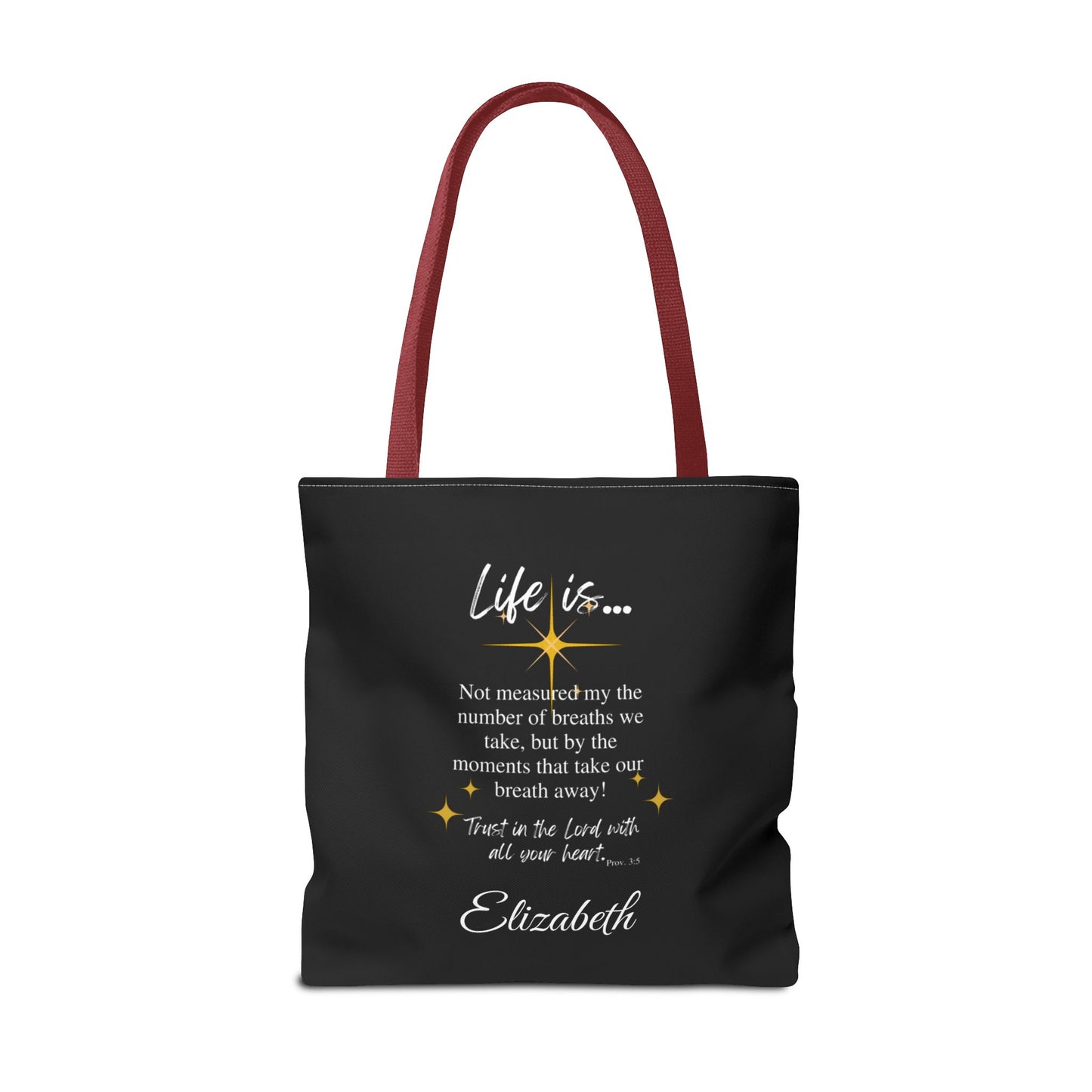 Inspirational 'Life Is...' Quote Tote Bag — Motivational Scripture Design