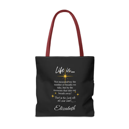 Inspirational 'Life Is...' Quote Tote Bag — Motivational Scripture Design