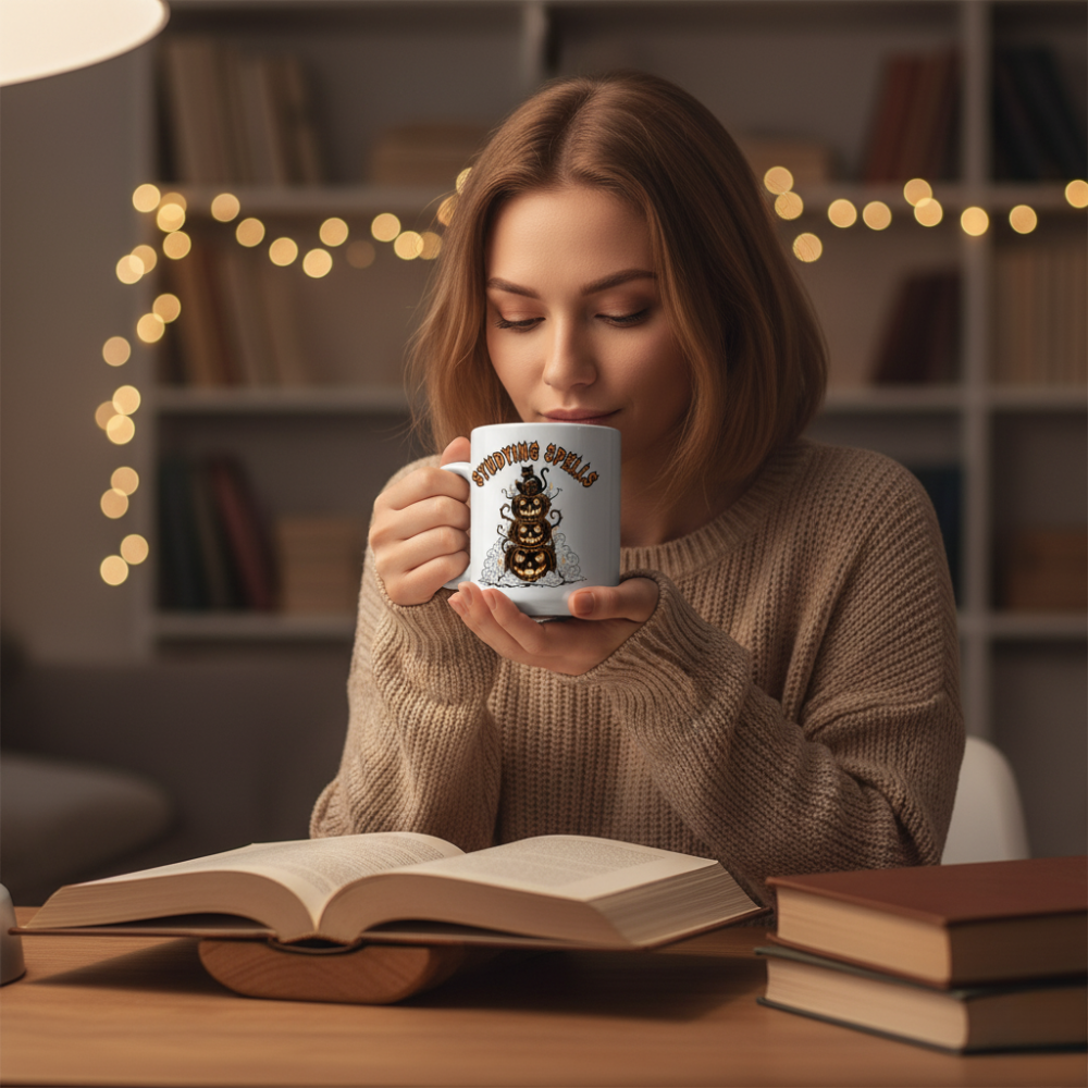Studying Spells Pumpkin Stack Mug