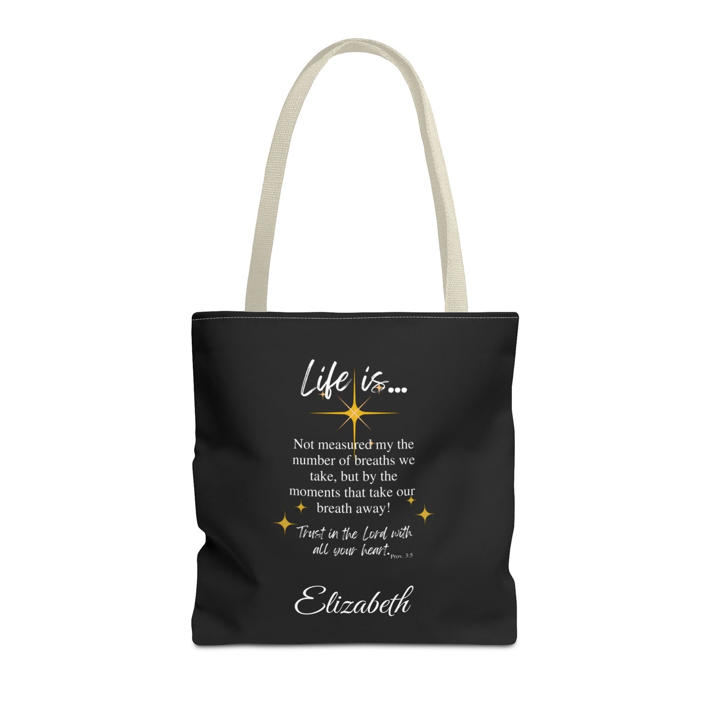 Inspirational 'Life Is...' Quote Tote Bag — Motivational Scripture Design