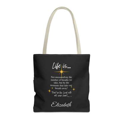 Inspirational 'Life Is...' Quote Tote Bag — Motivational Scripture Design