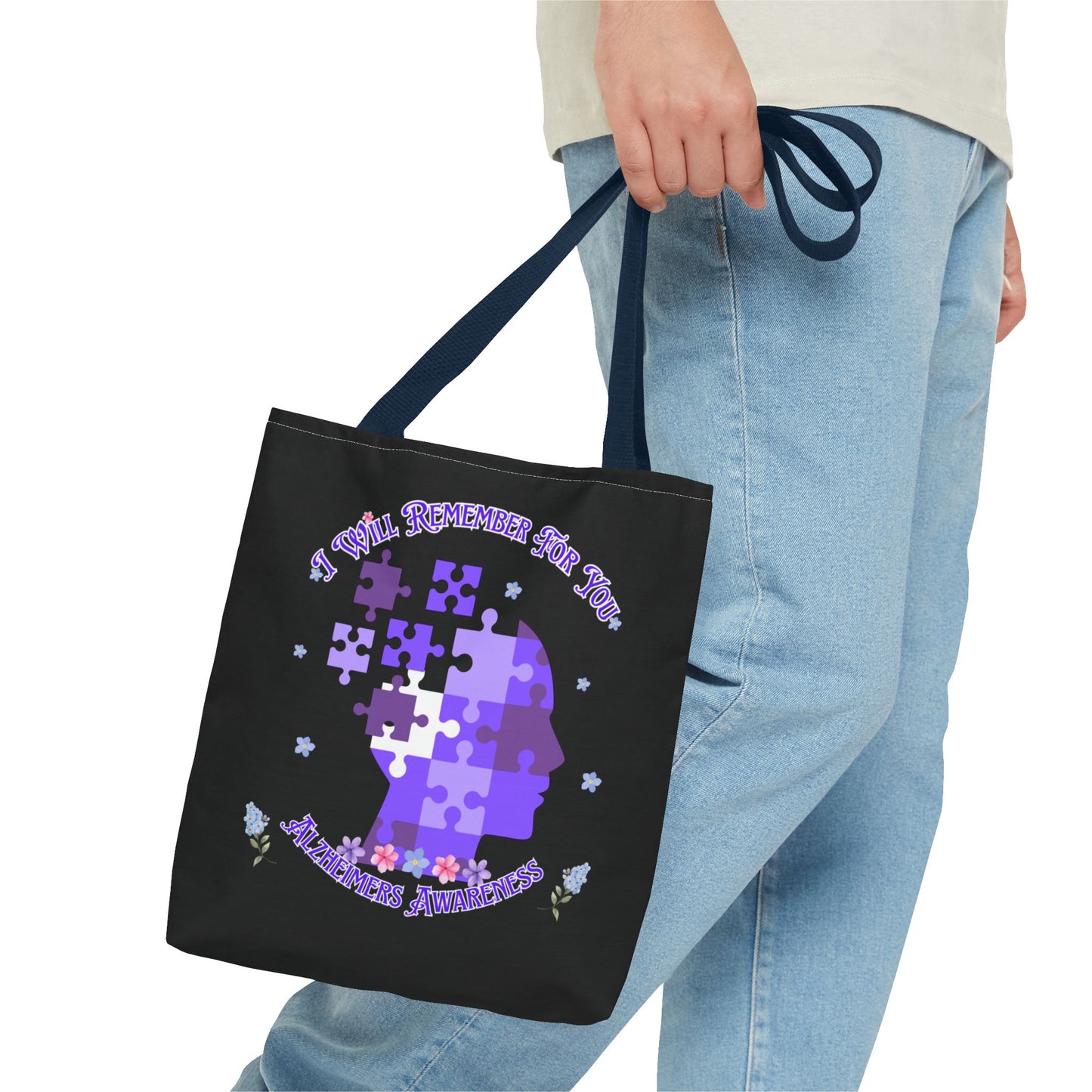Alzheimers Awareness Puzzle Head Tote Bag