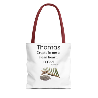 Personalized Faith Tote Bag — "Create in me a clean heart, O God" (Psalm 51:10)