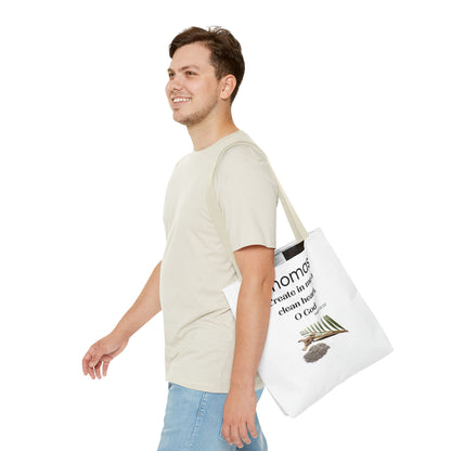 Personalized Faith Tote Bag — "Create in me a clean heart, O God" (Psalm 51:10)