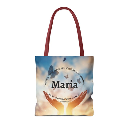 Inspirational Butterfly Tote Bag — Uplifting Hands & Quote All-Over Print