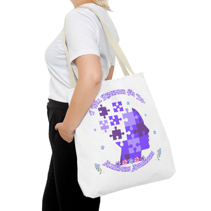 Alzheimers Awareness Puzzle Head Tote Bag — Inspirational Carryall