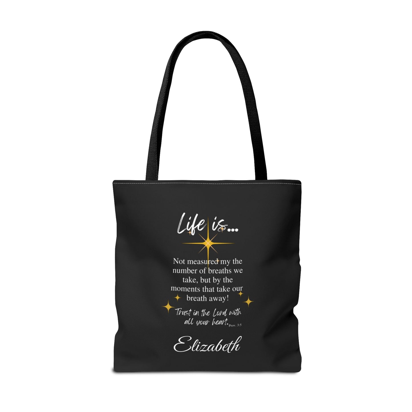 Inspirational 'Life Is...' Quote Tote Bag — Motivational Scripture Design
