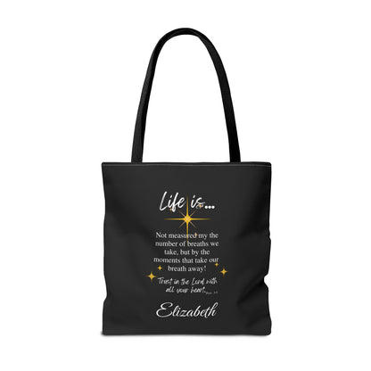 Inspirational 'Life Is...' Quote Tote Bag — Motivational Scripture Design