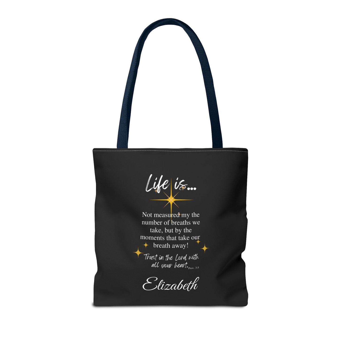 Inspirational 'Life Is...' Quote Tote Bag — Motivational Scripture Design
