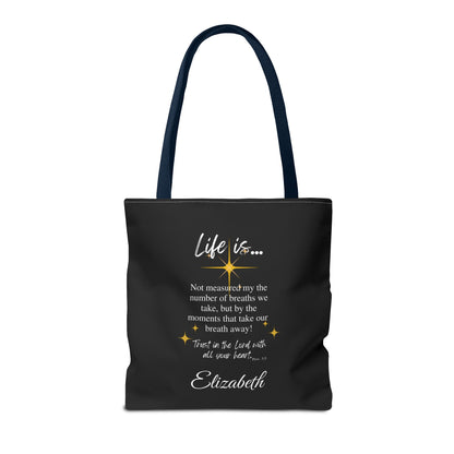 Inspirational 'Life Is...' Quote Tote Bag — Motivational Scripture Design