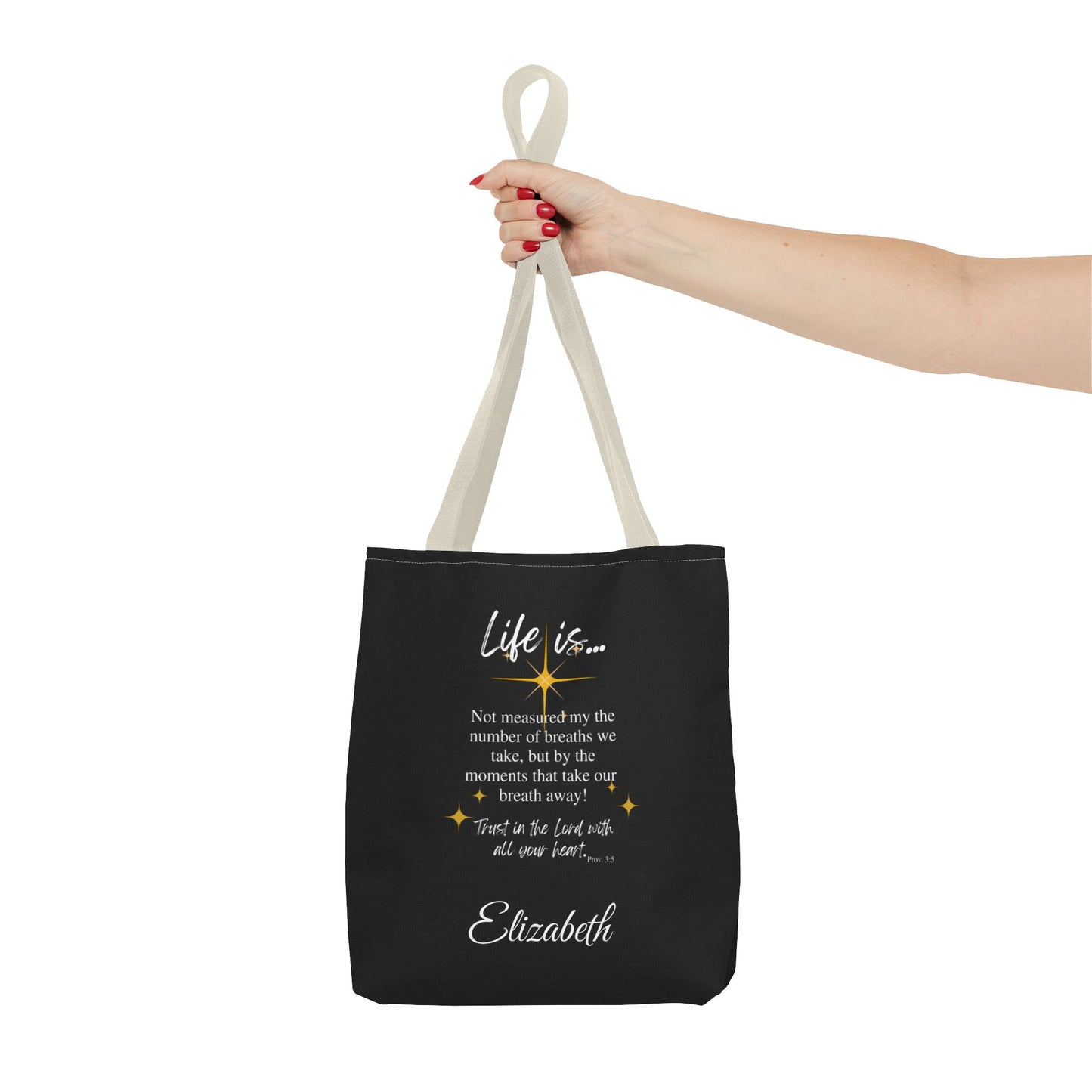 Inspirational 'Life Is...' Quote Tote Bag — Motivational Scripture Design