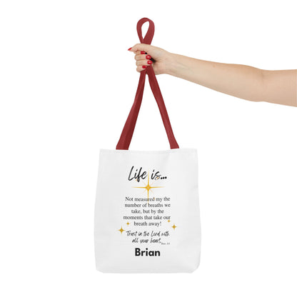 Inspirational 'Life Is...' Quote Tote Bag — Faith & Gratitude Canvas Bag