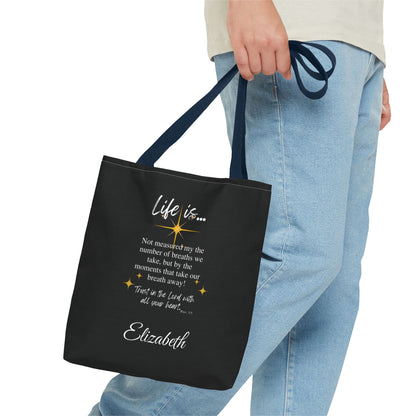 Inspirational 'Life Is...' Quote Tote Bag — Motivational Scripture Design