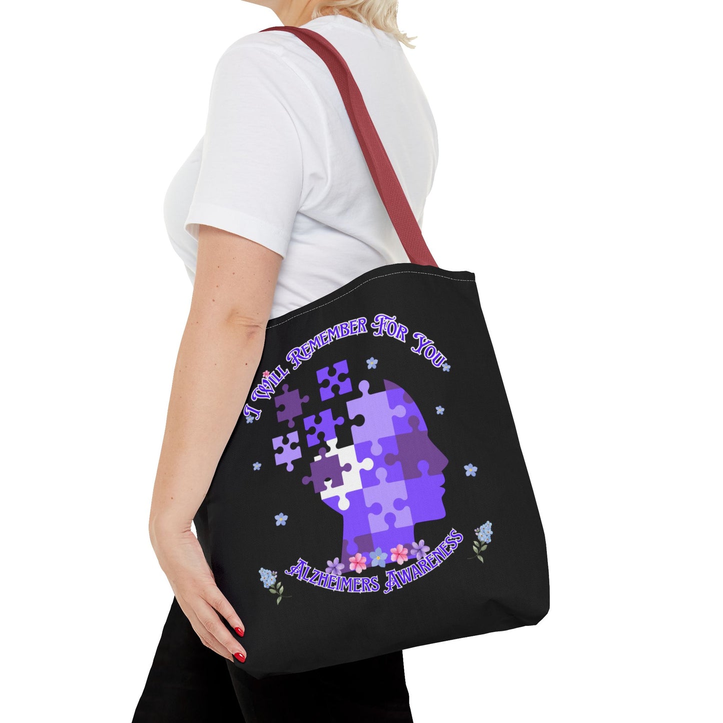 Alzheimers Awareness Puzzle Head Tote Bag
