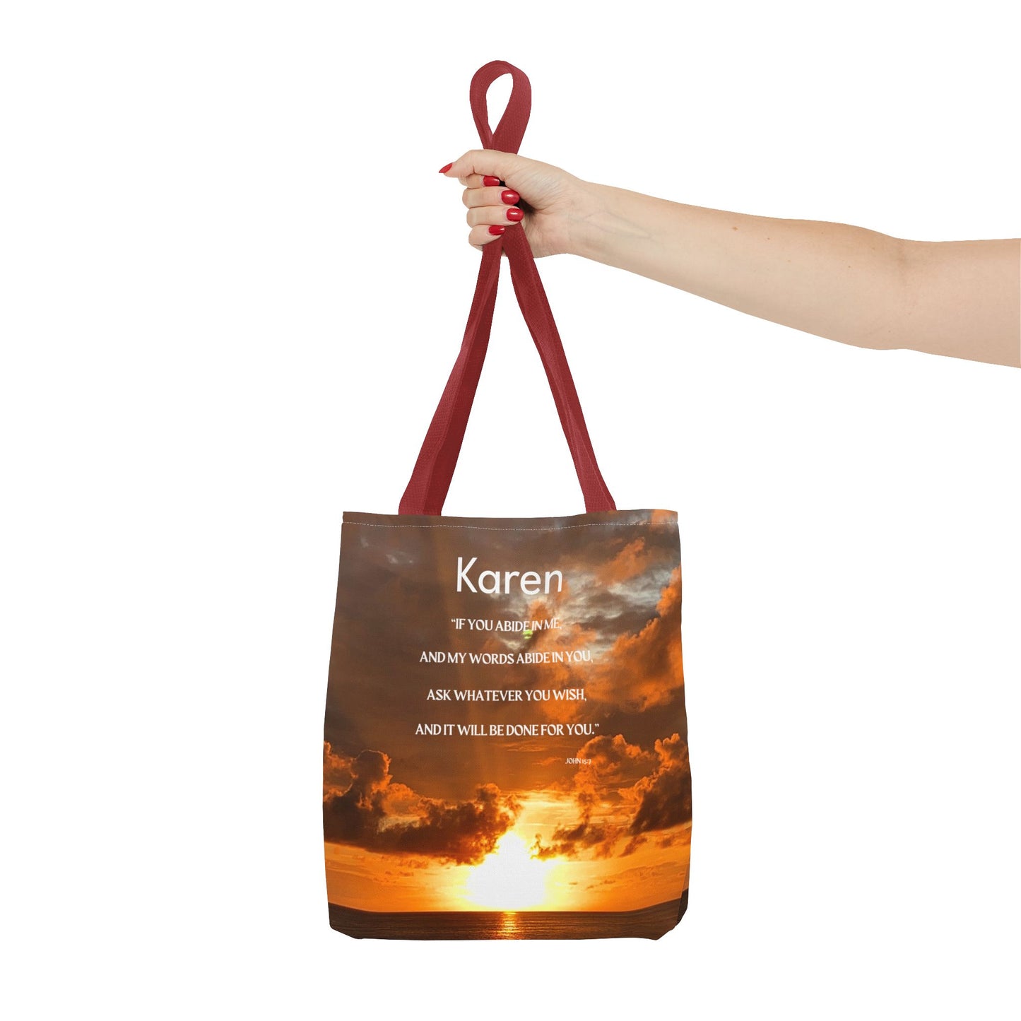 Personalized Sunset Tote Bag — Inspirational Quote All-Over Print