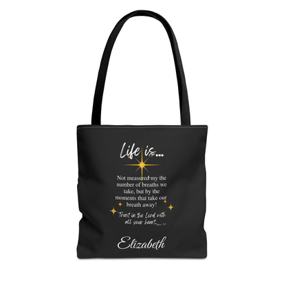 Inspirational 'Life Is...' Quote Tote Bag — Motivational Scripture Design
