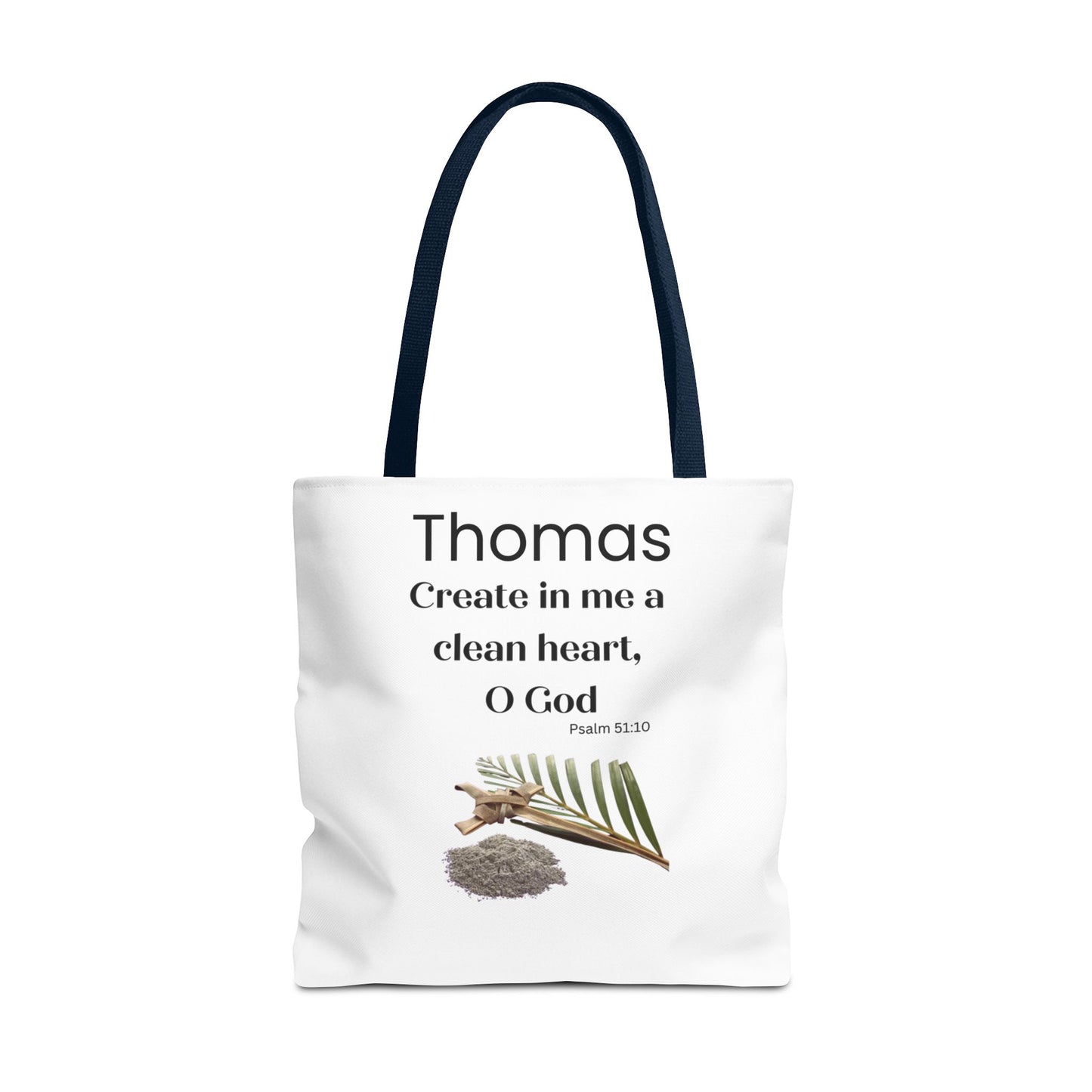 Personalized Faith Tote Bag — "Create in me a clean heart, O God" (Psalm 51:10)
